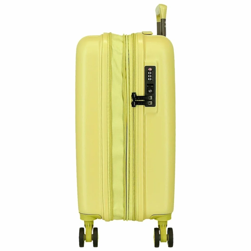 Movom Wood Walizka kabinowa, średnie, duże i zestawy, sztywne ABS zamknięcie TSA, 4 podwójne koła wysuwany bagaż podręczny Joumma Bags, Żółty, 40 x 55 x 20 cm y 45 x 65 x 28 cm, zestaw 2 walizek