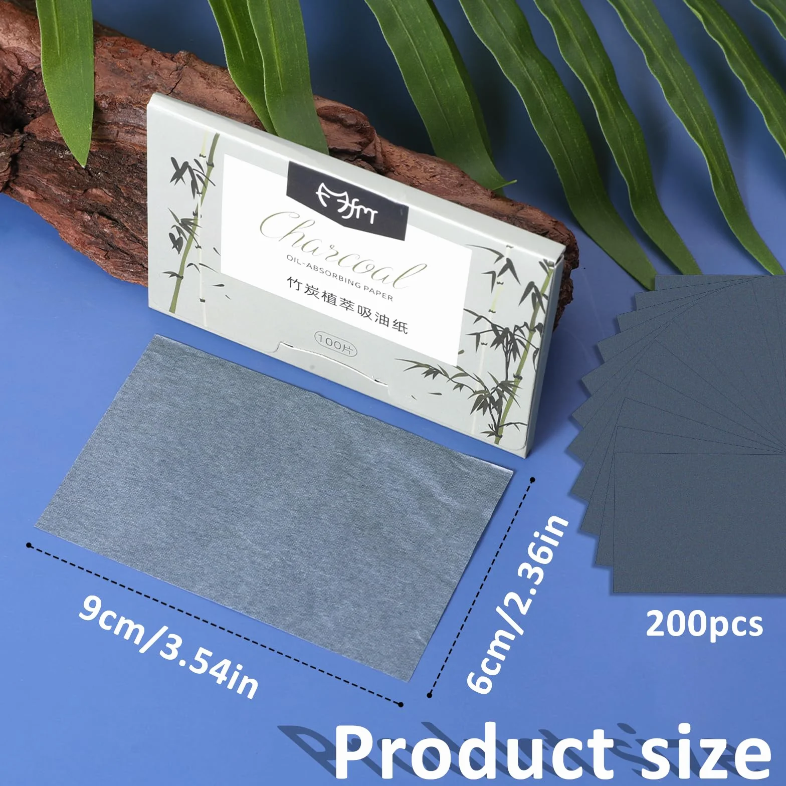 200 sztuk papieru do kontroli oleju, 6 × 9 cm, wysokiej jakości papier do twarzy z olejkiem do twarzy, naturalne arkusze absorbujące olej, papier matujący do skóry tłustej i tłustej