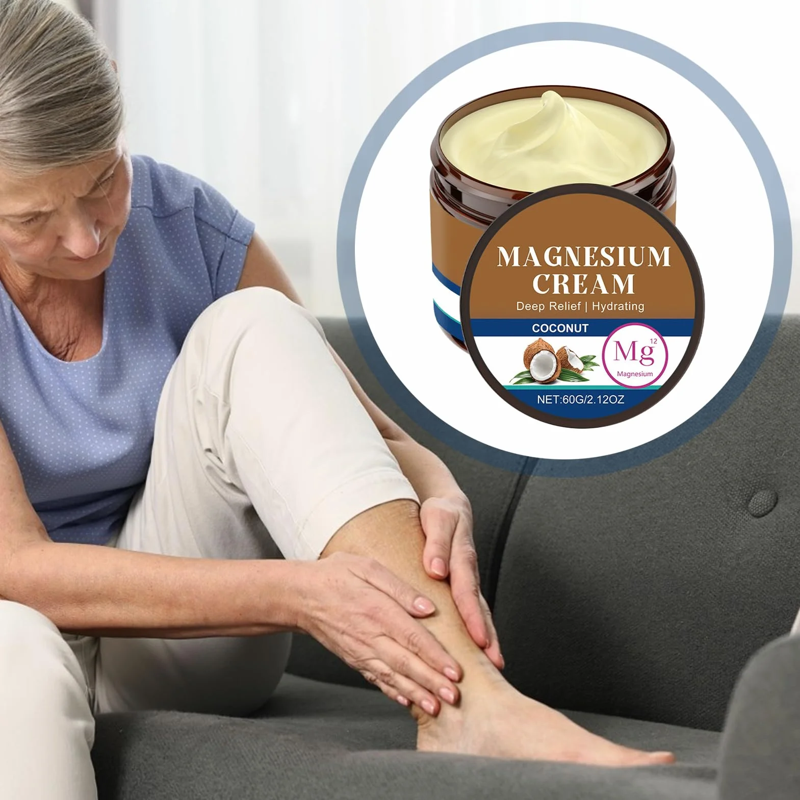 Krem z masłem magnezowym do snu, relaksujący krem nawilżający do ciała, z mieszanką uspokajającą, formuła głębokiego nawilżenia, 60 g na co dzień, do rąk, nóg, pielęgnacji skóry, mięśni, nocy
