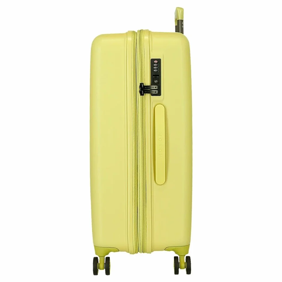 Movom Wood Walizka kabinowa, średnie, duże i zestawy, sztywne ABS zamknięcie TSA, 4 podwójne koła wysuwany bagaż podręczny Joumma Bags, Żółty, 40 x 55 x 20 cm y 45 x 65 x 28 cm, zestaw 2 walizek