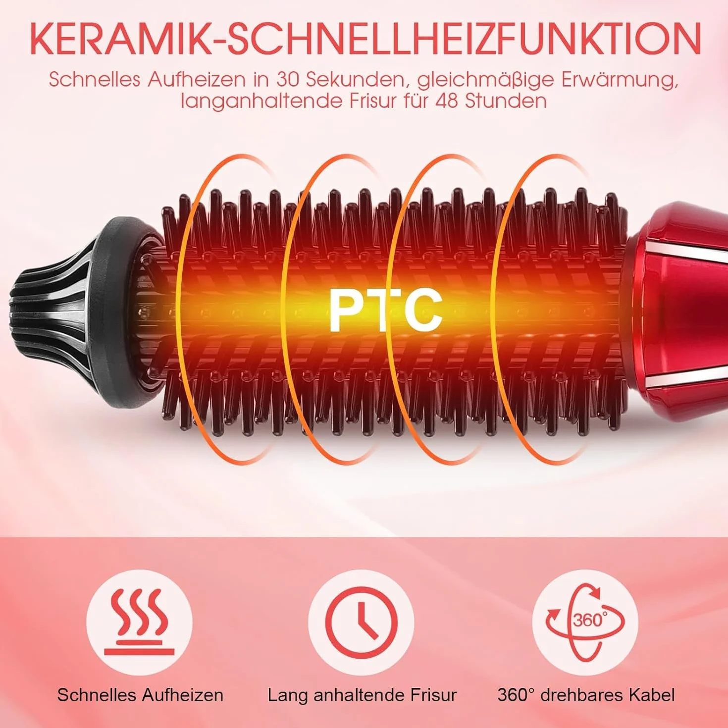 Elektryczna lokówka do włosów, składana prostownica do włosów 30 W z ceramiką PTC turmalinu, kabel obrotowy 360°, zęby bez prasowania (czerwone wino, kompaktowa i przenośna)