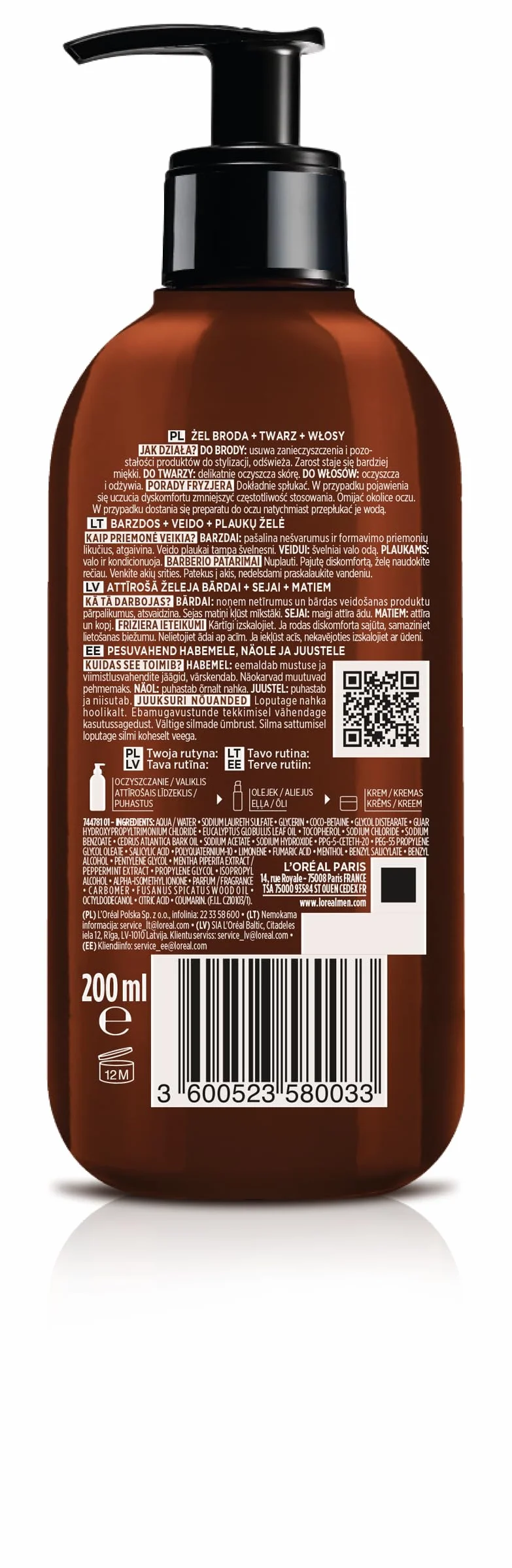 L'Oréal Paris Men Expert Barber Club Żel myjący Broda + Twarz + Włosy, 200 ml