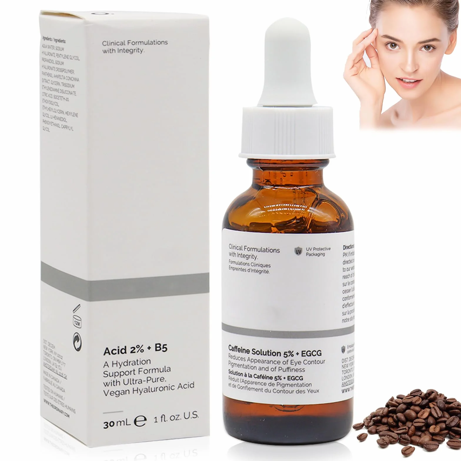 Serum do oczu z kofeiną 5% + EGCG, krem pod oczy przeciwko cieniom i opuchniętym oczom