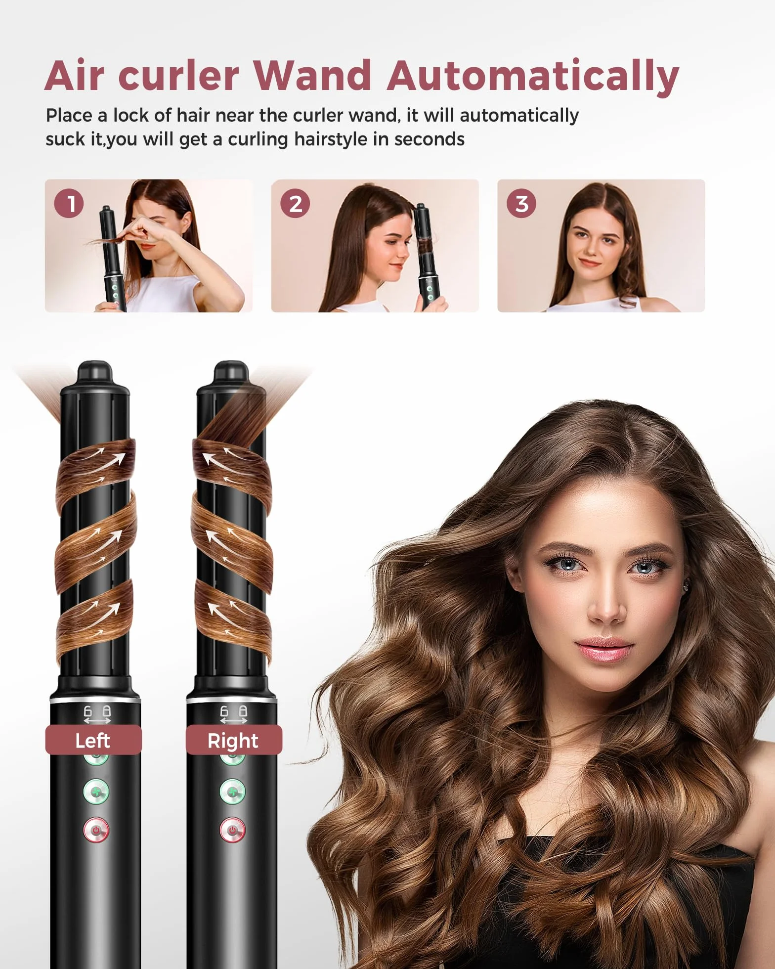 Airstyler Hairstyler 5 w 1 Lokówka z suszarką do włosów, 110 000 obr./min, strumień powietrza 20 m/s, 320 milionów jonów, prostownica, 340 g, lekka, cicha i szybkoschnąca
