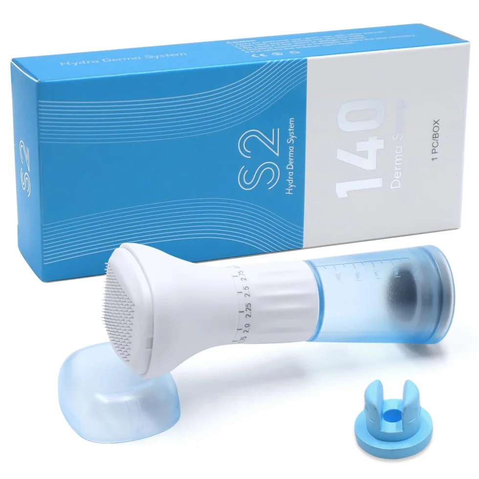 Derma Stamp S2 0-3 mm regulowany microneedling 140 igieł ze zbiornikiem serum Hydra Derma system do skóry, włosów, zmarszczek (bez SERUM)