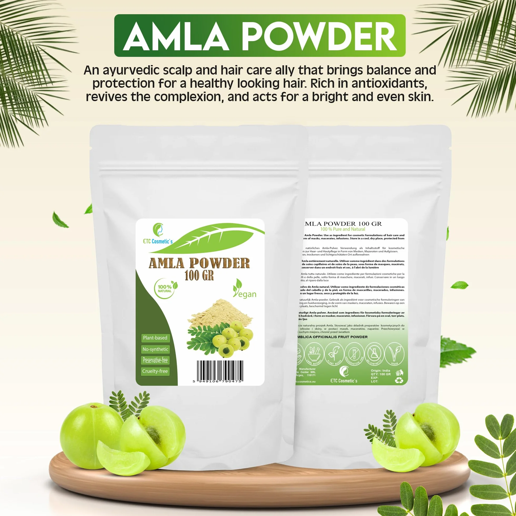 Amla proszek (AMLA POWDER) – 100 g – zwalcza wypadanie włosów, łupież i przedwczesne siwienie