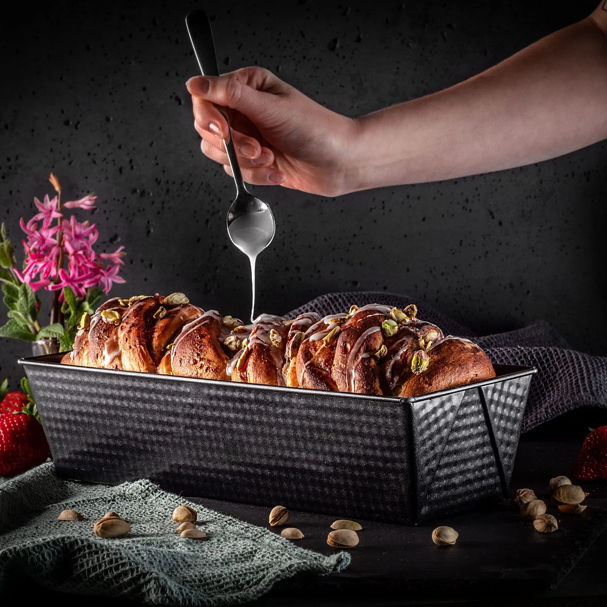 KADAX Keksówka prostokątna 35x12cm czarna, powłoka nieprzywierająca, równomierne nagrzewanie, do pieczenia chleba, keksów i pasztetów