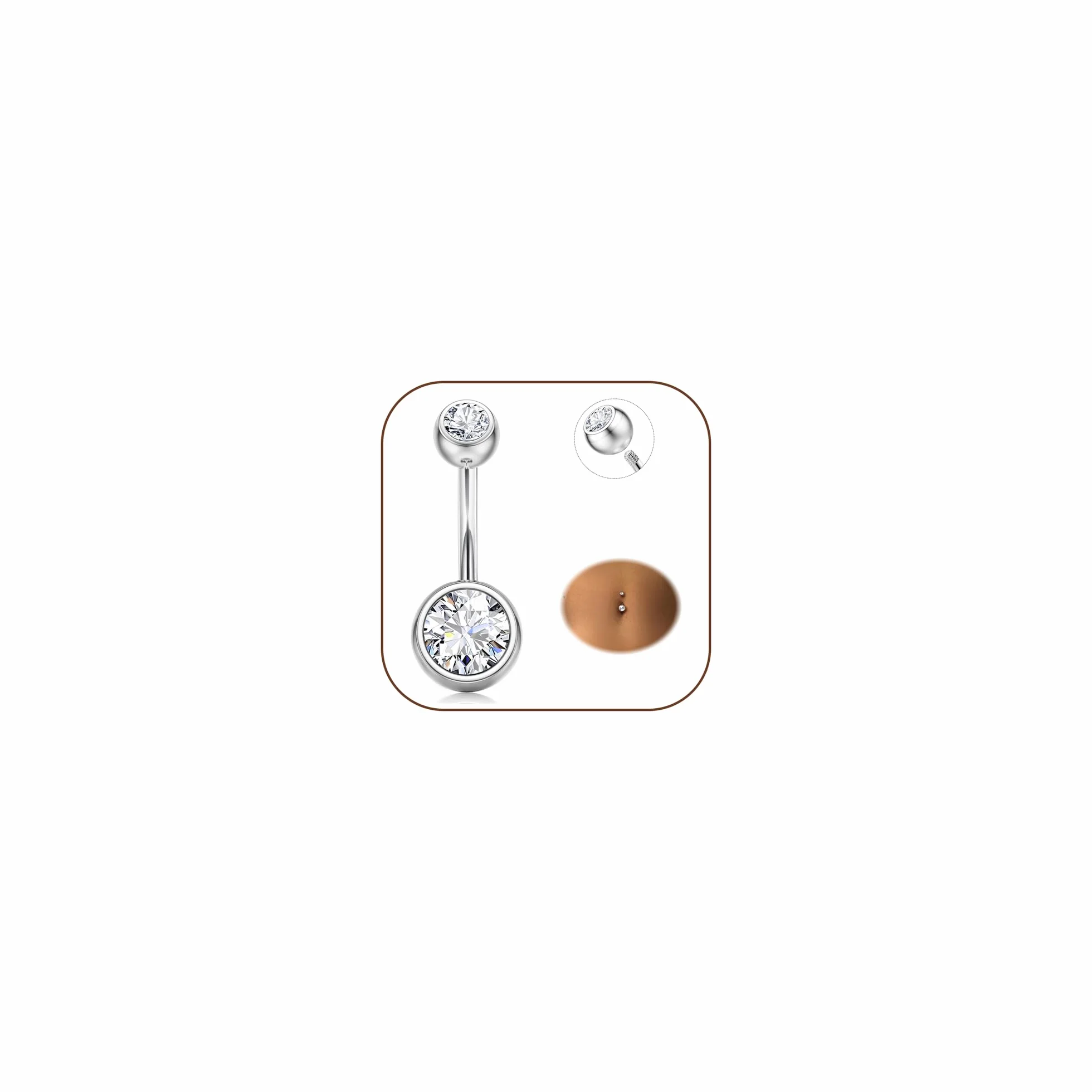 Diamday Brzuch G23 tytanowe pręty do pępka 14G hipoalergiczny piercing pierścienie do pępka błyszczące CZ kolczyk do pępka paski długie srebrne paski do pępka biżuteria 8/10/12/14/16 mm