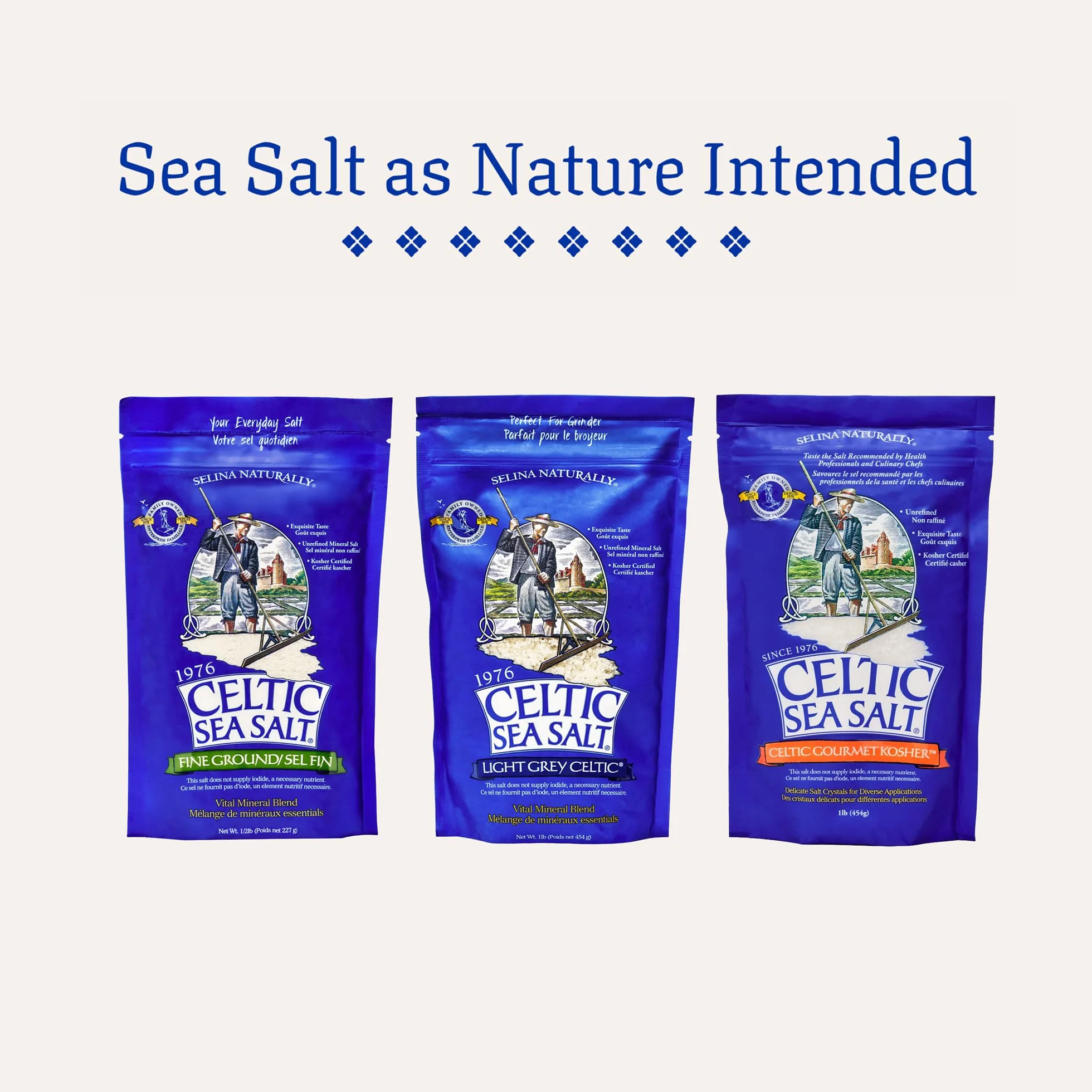 Light Grey Celtic coarse sea salt, 1 lb. bag