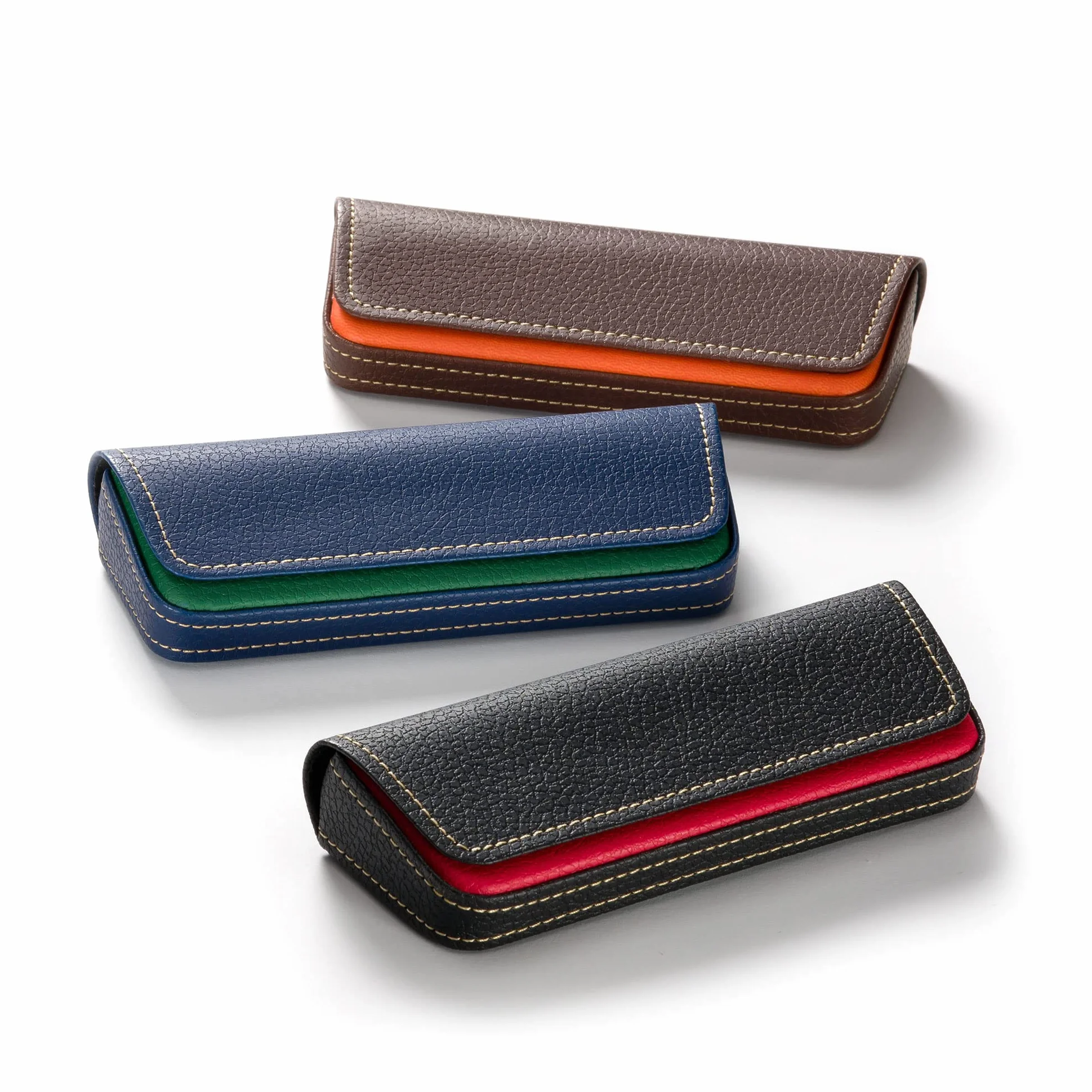 FEFI - Eleganckie etui na okulary w dwóch odcieniach skóry, Czerwony, M