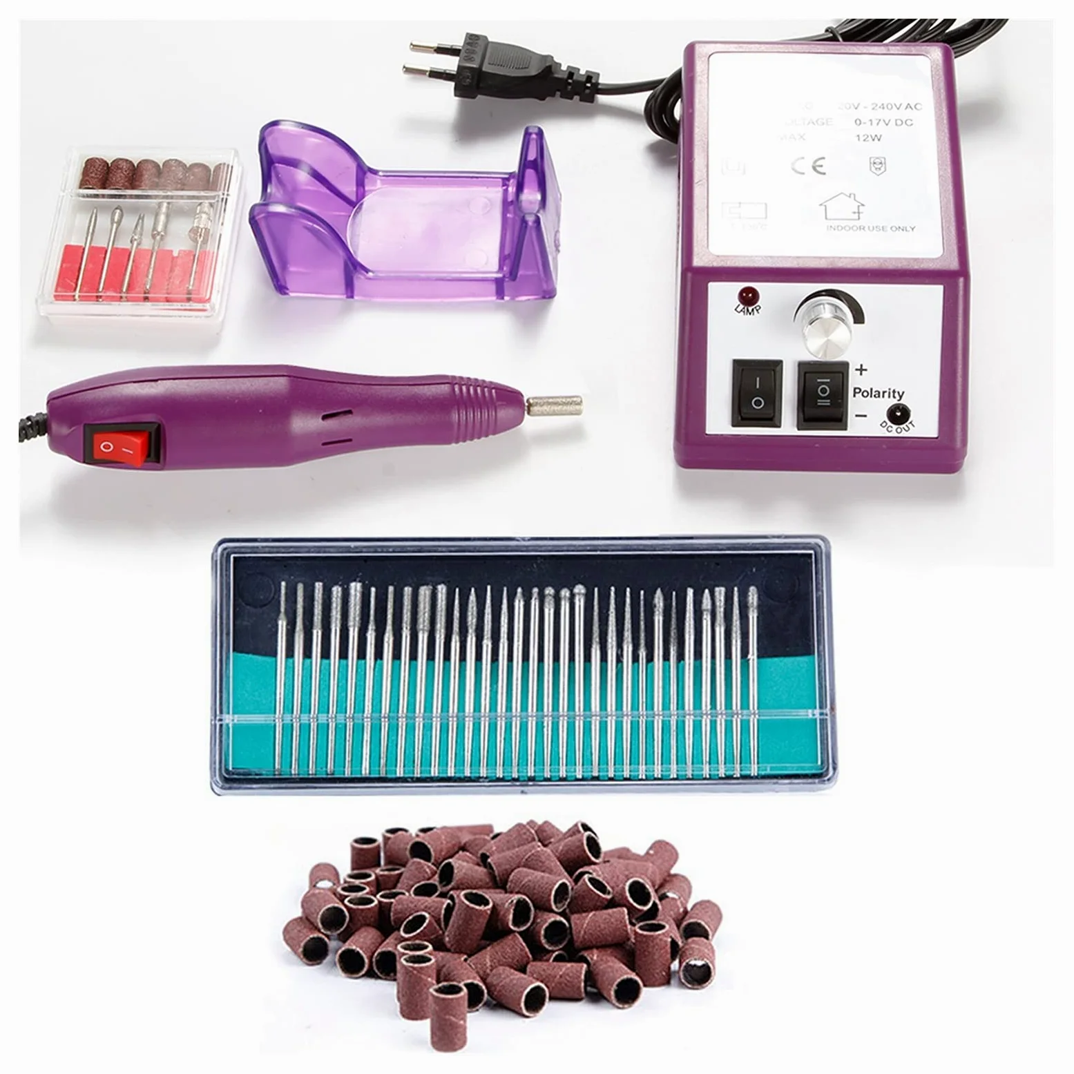 Wiertarka do paznokci Urządzenia elektryczne Wiertła do manicure Remover 3 0SZT. frezarskie Zestaw Maszyna pedicure Placzki szlifierskie(ZH1430-9)