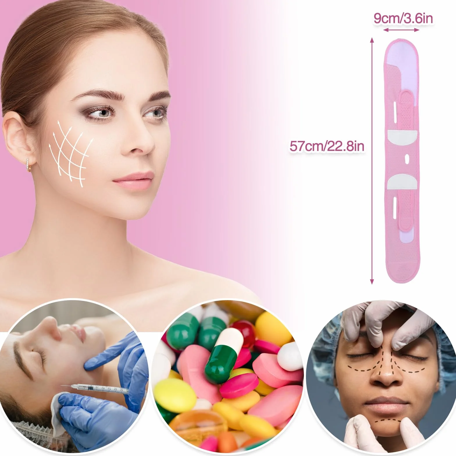 WLLHYF V Line Lifting Mask Wielokrotnego użytku podwójny podbródek reduktor podbródka paski na twarz linia V paski tonizujące twarz podnoszenie i dokręcanie zapobiegają zwiotczeniu kobiet