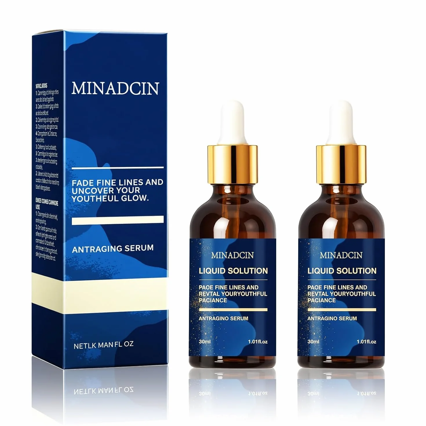 Serum Olavita, płynne serum przeciwstarzeniowe Olavita, wspomaga produkcję kolagenu skórnego, natychmiastowa eliminacja zmarszczek, naturalna i niedrażniąca 4,5 fl oz (opakowanie 2 szt.)
