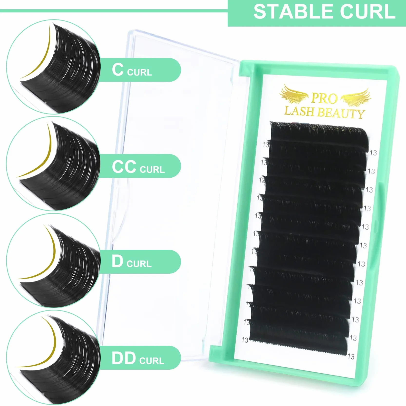 Easy Fan Lashes DD-0.07-13, rzęsy wachlarzowe do metody objętościowej, skręt C, D, przedłużenie rzęs, 8-15 mm, objętościowe rzęsy (DD-0.07,13 mm)