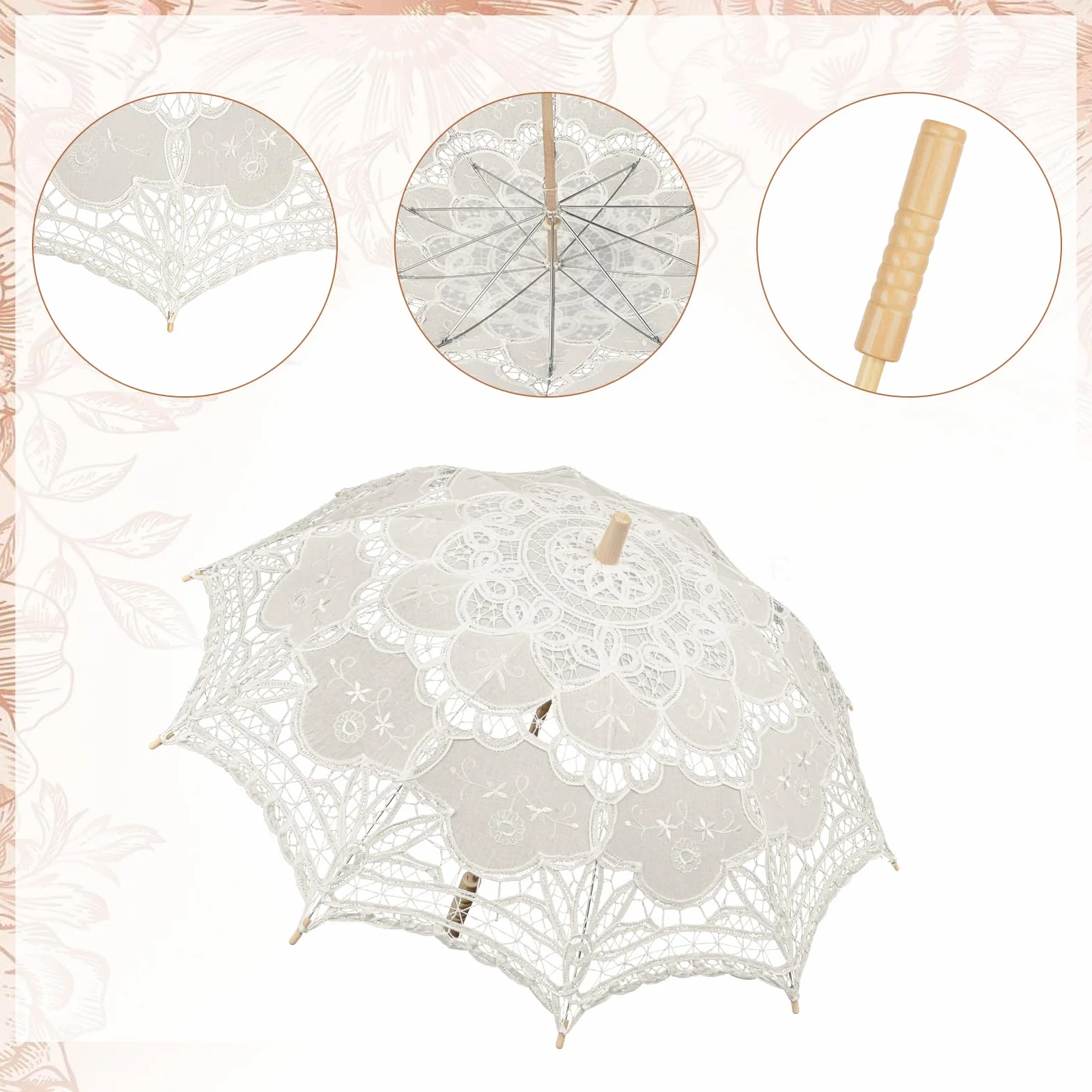 TOPTIE Ręcznie wykonany koronkowy parasol parasol z eleganckim koronkowym wachlarzem na wesela wystawę sztuki