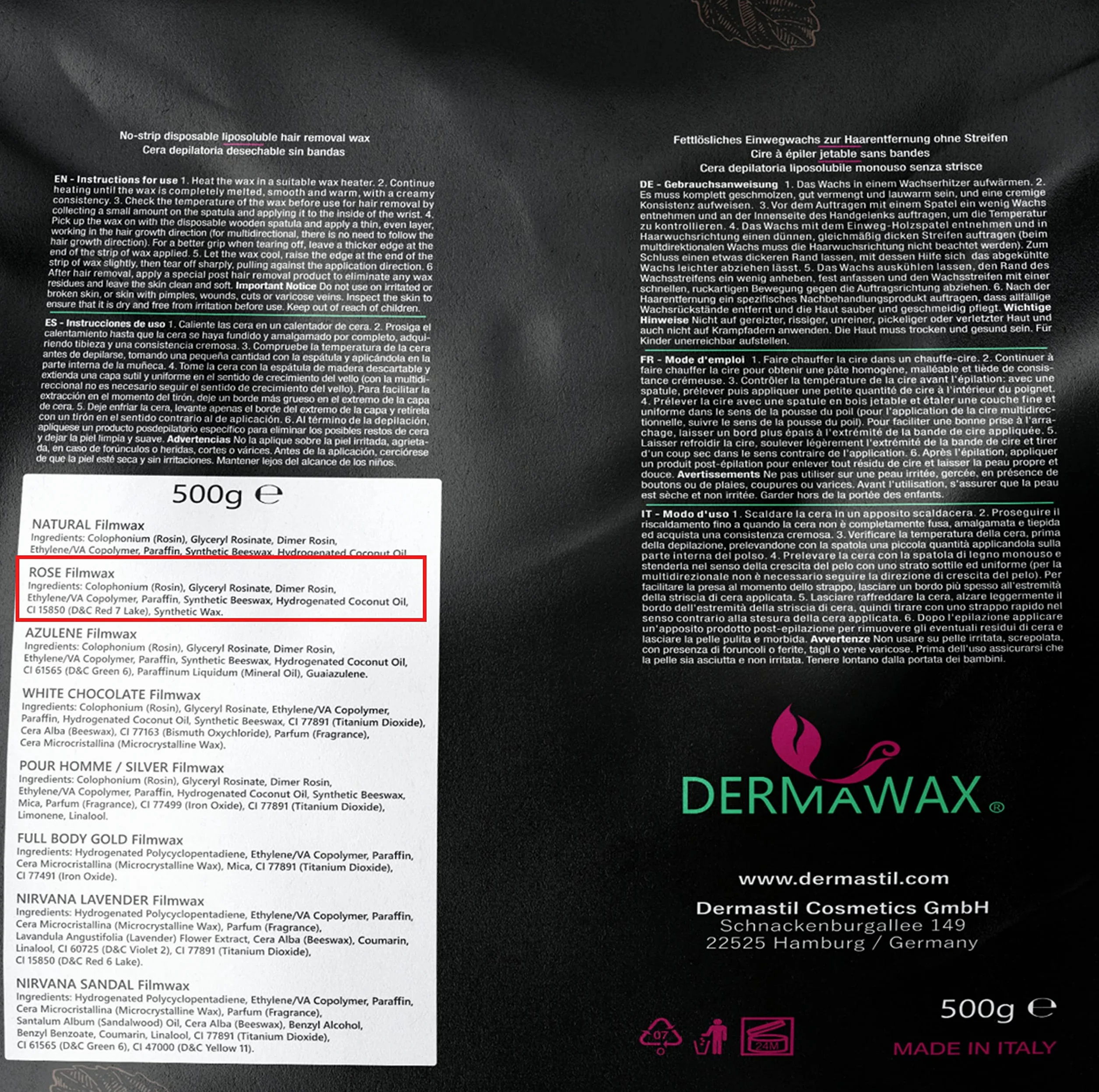 Dermawax Koraliki z wosku różanego, bez pasków do twarzy, bikini, nóg i pachy, koraliki z twardego wosku do skóry wrażliwej i grubych włosów, profesjonalny brazylijski zestaw do woskowania dla