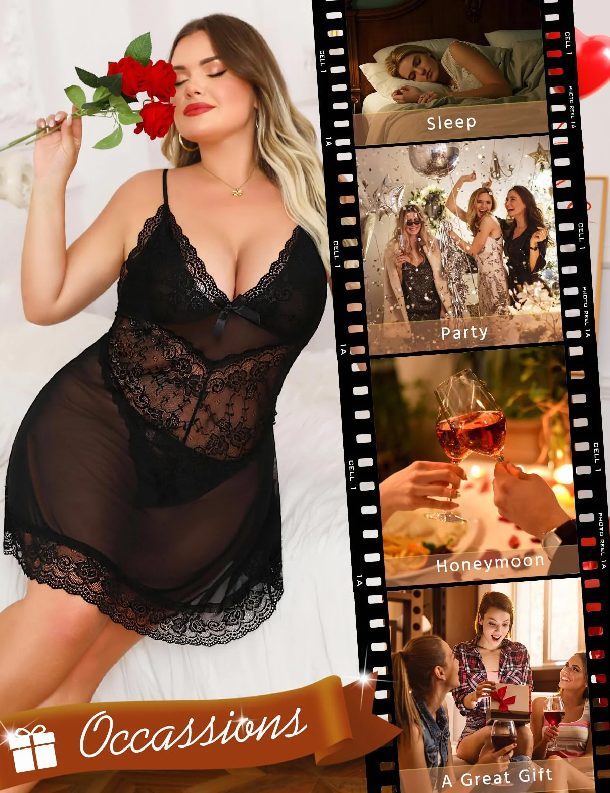 Niwicee Seksowna bielizna dla kobiet Babydoll z siateczką koronkowa koszula nocna z dekoltem w serek seksowna koszula nocna z stringami G-String 2-częściowy zestaw damski duży rozmiar mini sukienka