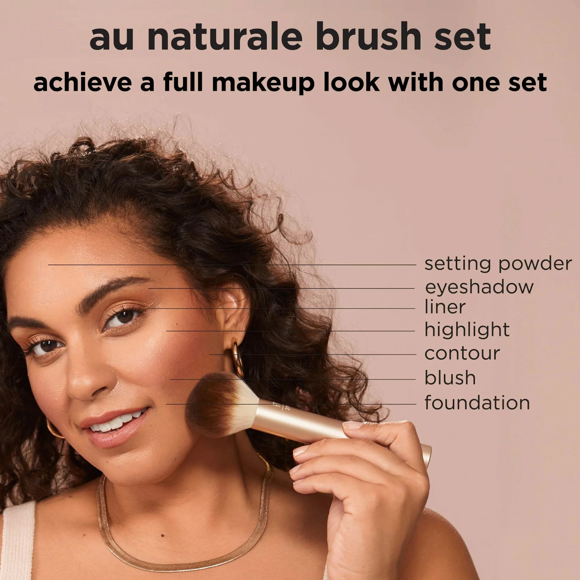 Real Techniques Au Naturale Zestaw Pędzli do Makijażu, Złoty, 9 elementów