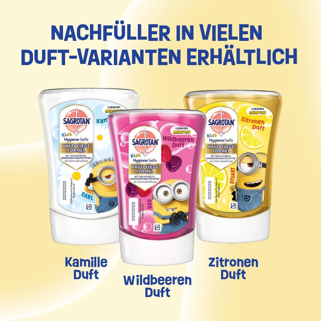 Sagrotan Kids No-Touch wkład uzupełniający z dzikich jagód – do automatycznego dozownika mydła – 5 x 250 ml mydła do rąk