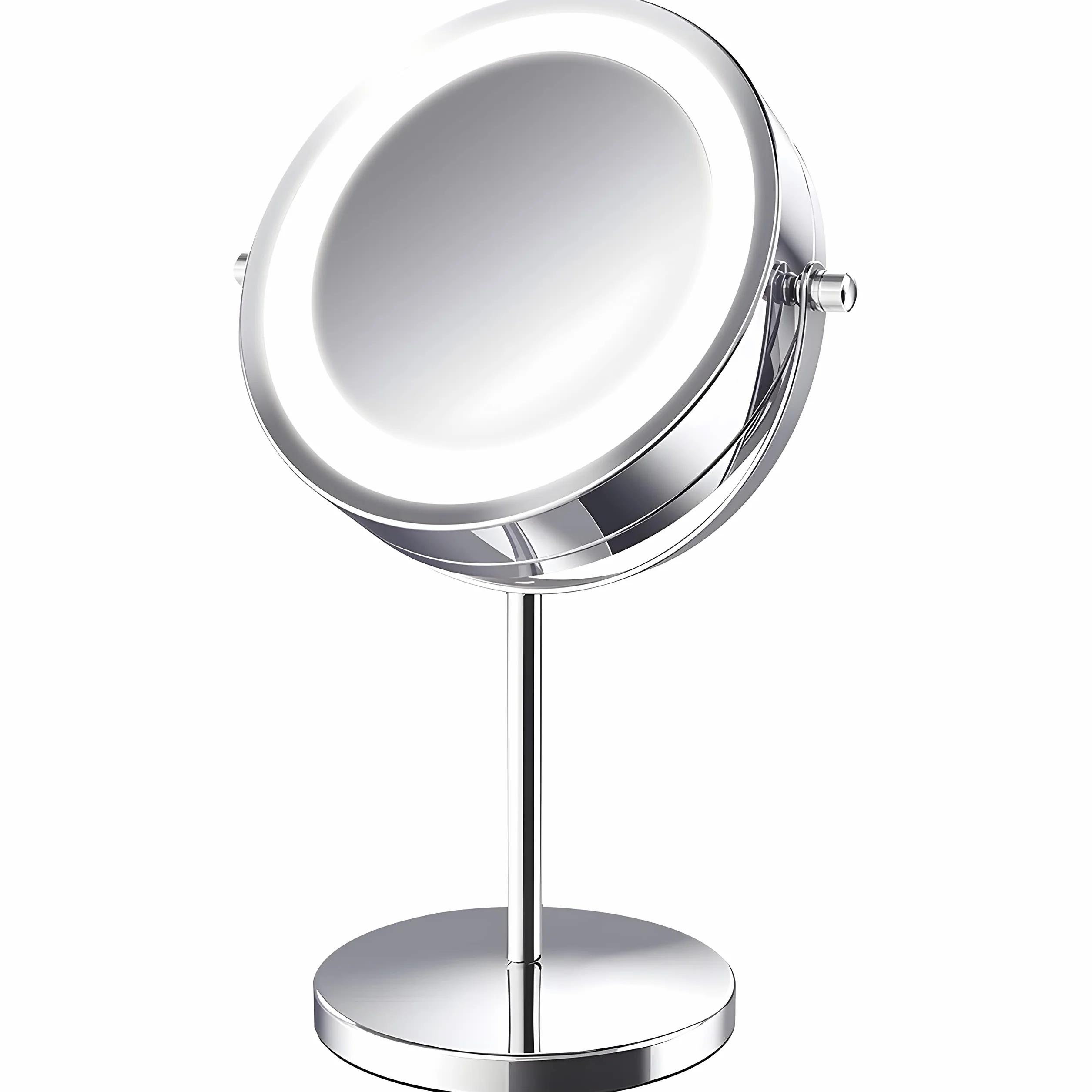 Retoo obrotowe lusterko kosmetyczne z podświetleniem LED, wysokość 30cm, okrągłe lusterko do makijażu, do domu i w podróży, lusterko kosmetyczne do makijażu i golenia