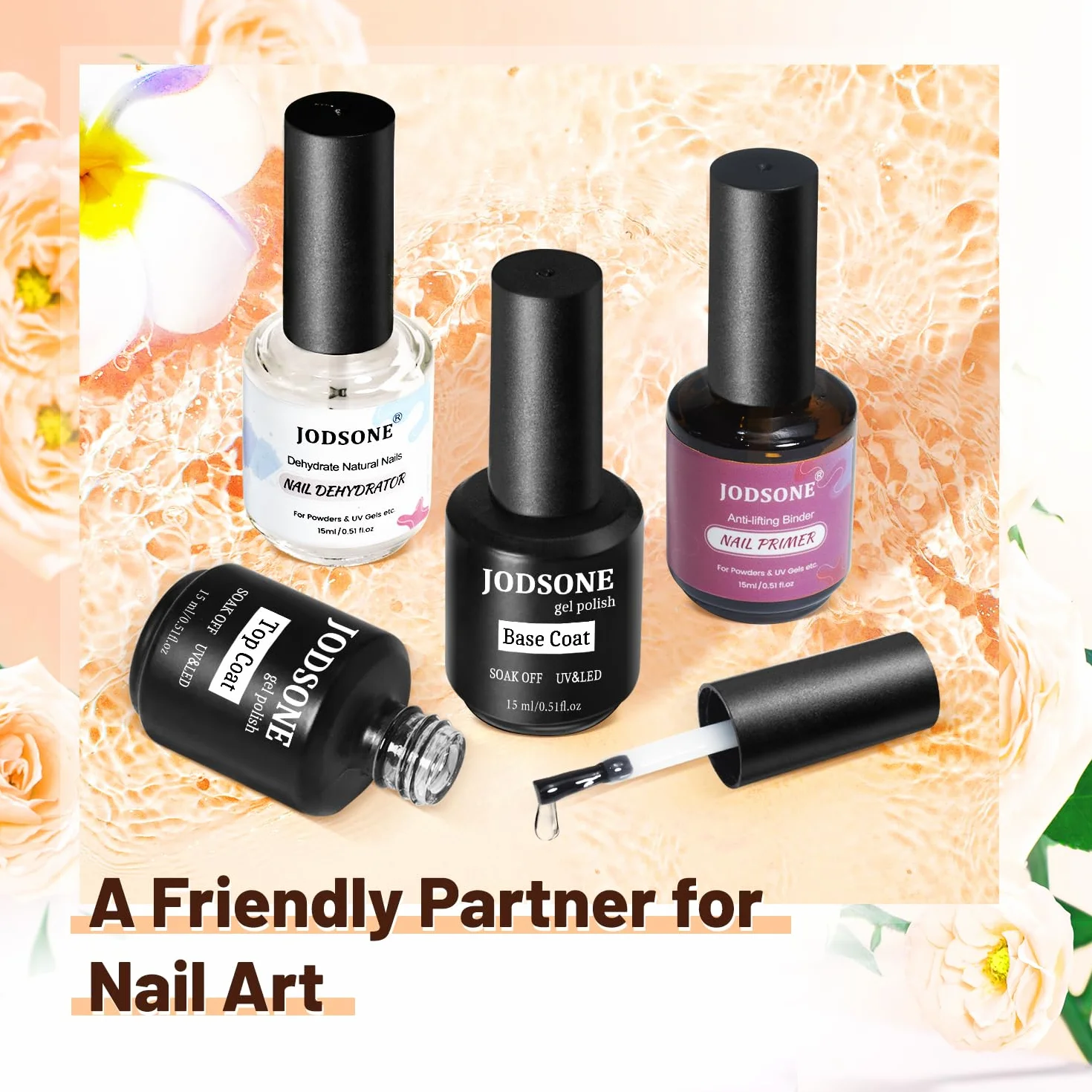 JODSONE 15 ml lakier bazowy do paznokci błyszczący szybkoschnący trwały DIY Nail Art Design długotrwały prezent