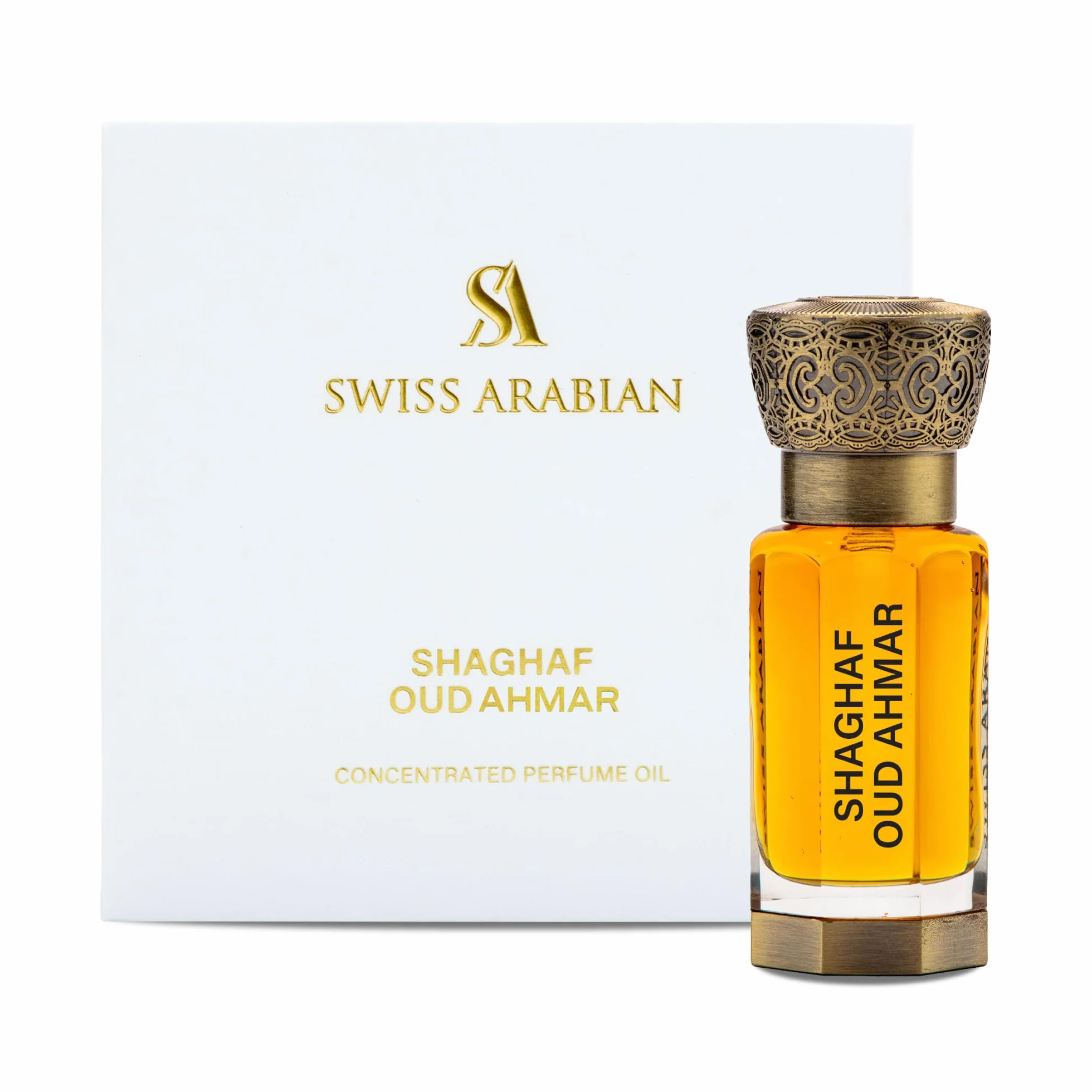 Swiss Arabian Shaghaf Oud Ahmar 12 ml skoncentrowany olej perfum unisex - luksusowa mieszanka bursztynu, róży i wanilii: ciepły zapach i smakoszy