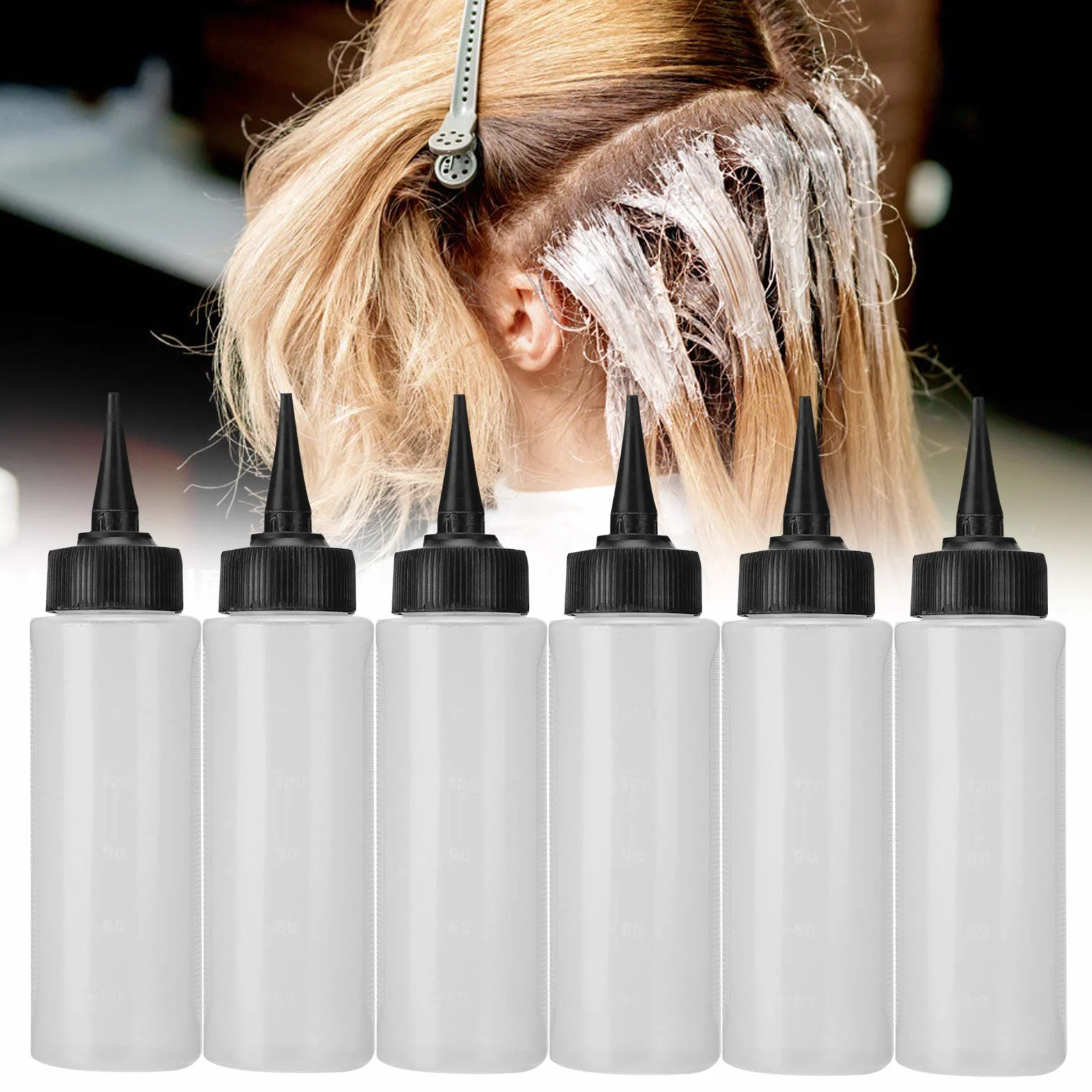 6szt Butelka z aplikatorem szamponu Szampon, Salon fryzjerski Squeeze Refill Bottle, Butelki szamponu, Butelki do czyszczenia na sucho, Akcesoria fryz