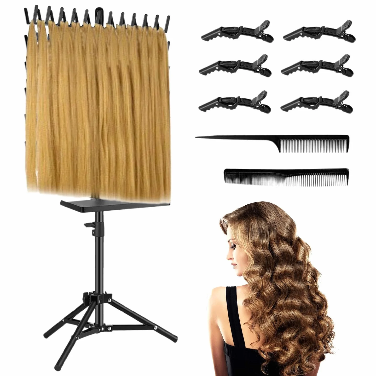 Braiding Hair Rack, stojak z przegrodami, przenośny stojak do dzielenia włosów, narzędzie do oplatania włosów, stojak dzielący do zaplatania, pleciony organizer, przenośny stojak do dzielenia włosów,