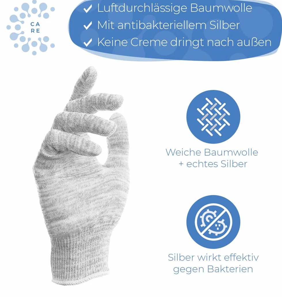 Rękawice bawełniane, rękawice tekstylne z bawełny i srebra z wąskimi ściągaczami, rękawiczki z bawełny, do testu dermatologicznego: bardzo dobre - białe i srebrne