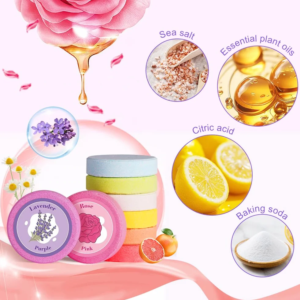 Aromaterapia pod prysznic, 8 sztuk, aromaterapia, tabletki pod prysznic, olejki eteryczne, tabletki do kąpieli dla łagodzenia stresu, utrzymujący się intensywny zapach, bomby prysznicowe, zestaw