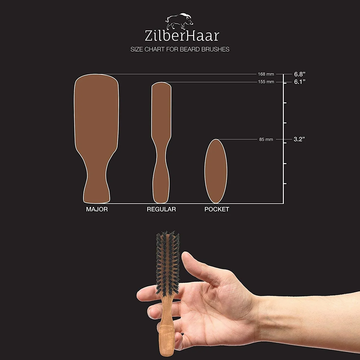 ZilberHaar Bartbürsten-Set mit steifen Borsten - Original-Bartbürste - Taschen-Bartbürste - inkl. Bartbürsten-Reinigungswerkzeug
