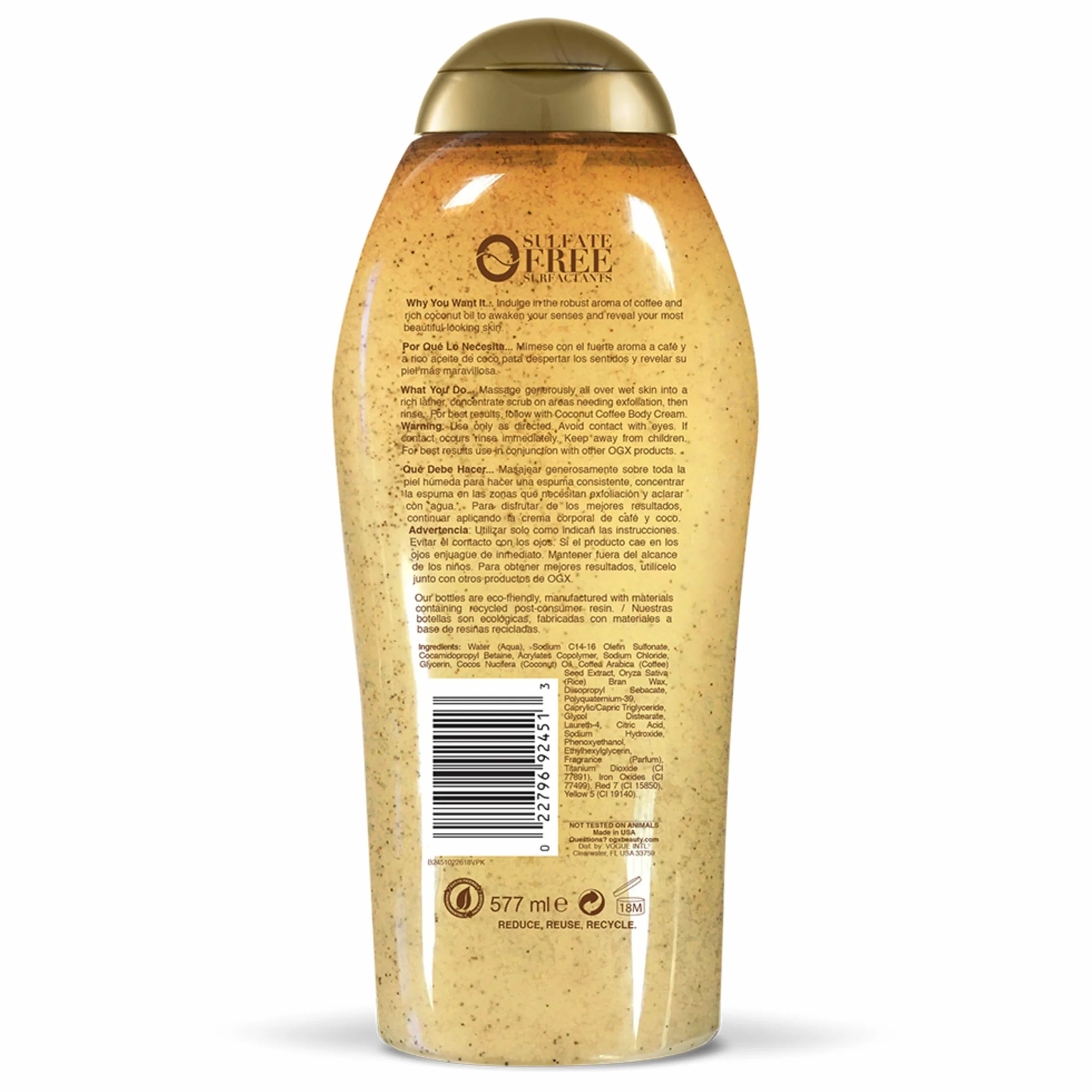 OGX Peeling kawowy i myjka kokos 19,5 l Oz
