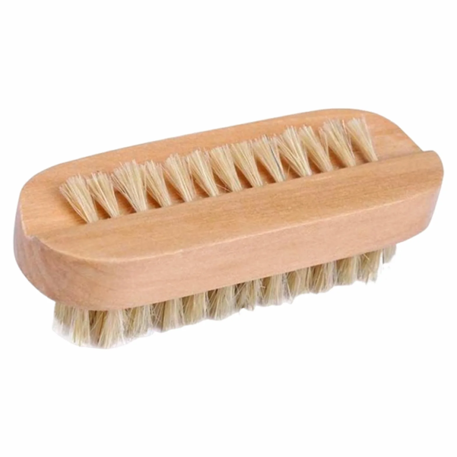 Szczotka do paznokci, 2-stronna drewniana szczotka do czyszczenia paznokci z włosiem dzika, 9,8 x 3,5 x 4 cm, peeling do manicure i pedicure, do salonu, spa, domu, łazienki, dorosłych