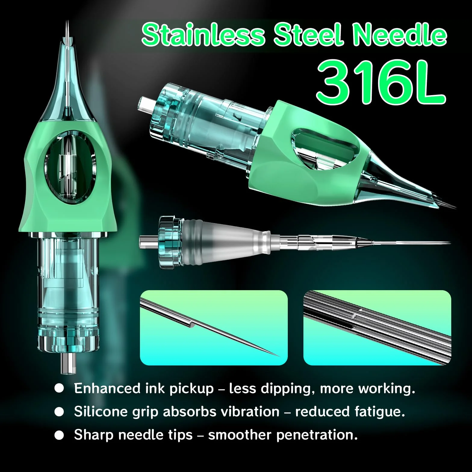 ATOMUS 9RL Tattoo Cartridge Needles 10pcs with Silicone Cover for Tattoo Machine