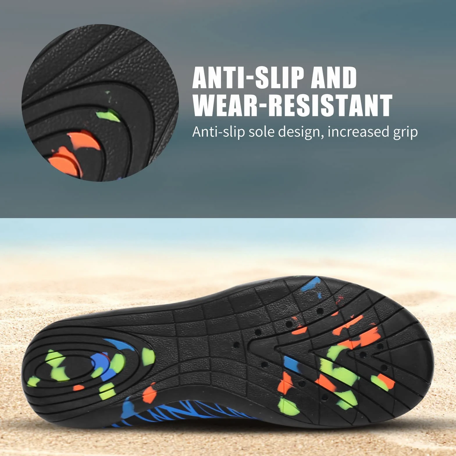 Tolaler Buty do wody dla dorosłych, grube, antypoślizgowe buty do wody, wytrzymałe i odporne na szybkie schnięcie (uniseks), podróże, plaża/pływanie