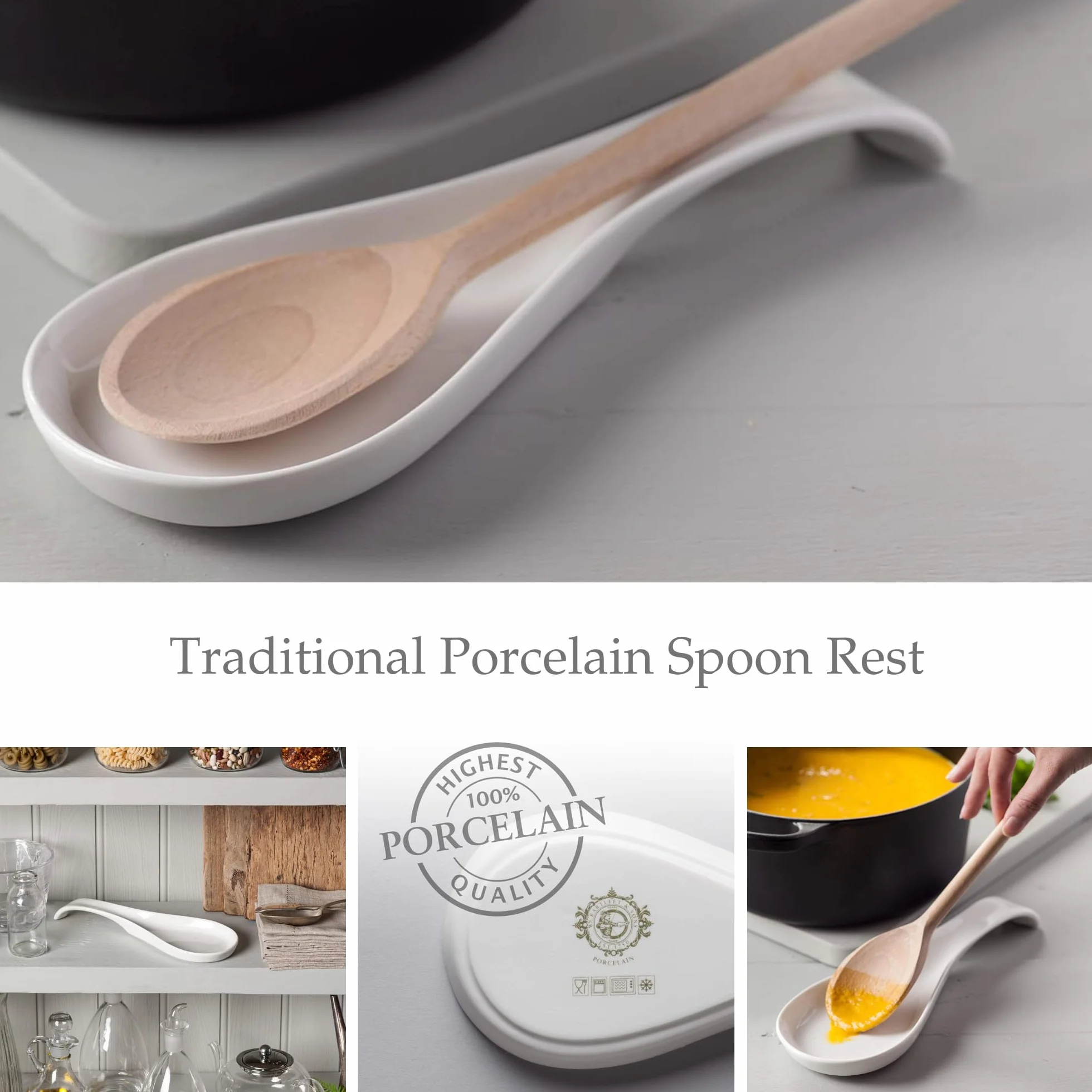 Wm Bartleet & Sons Tradycyjna porcelanowa podstawka na łyżki, biała