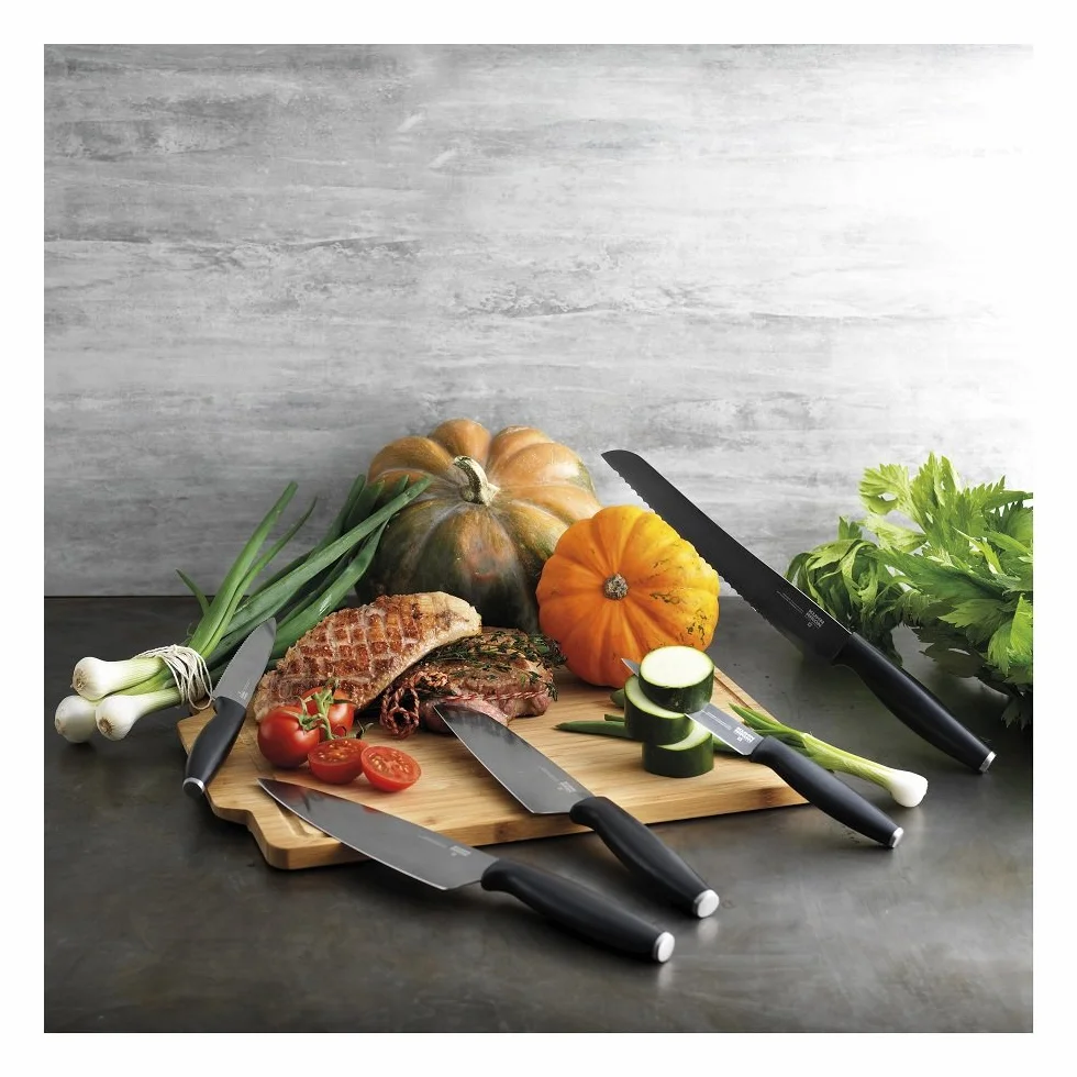 KUHN RIKON 26583 COLORI tytanowy grafitowy nóż Santoku, nóż szefa kuchni, tworzywo sztuczne