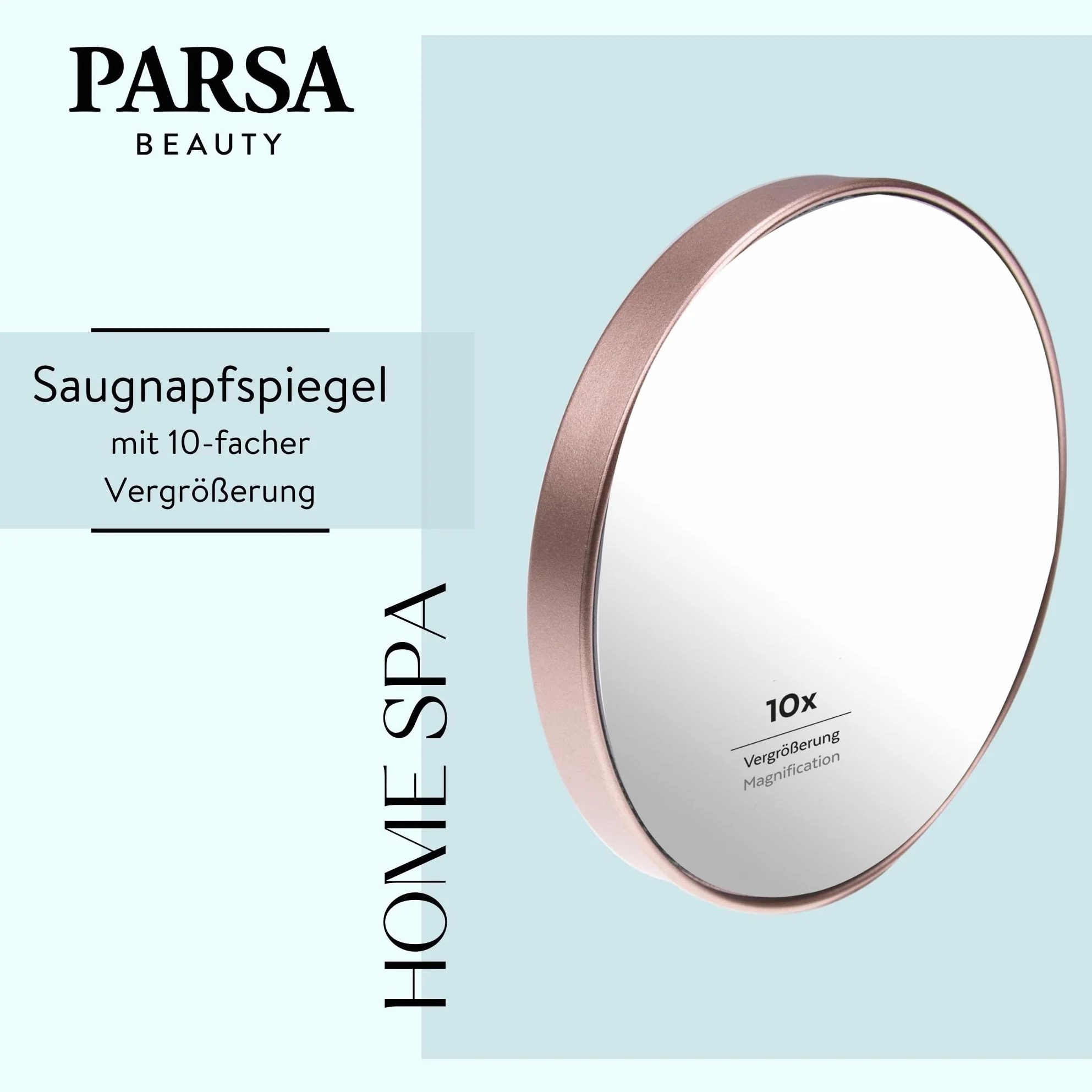 PARSA Beauty Lusterko Powiększające 10x Ø 8,8 cm z Przyssawką do Makijażu, Precyzyjna Pielęgnacja Domowa i Podróżna