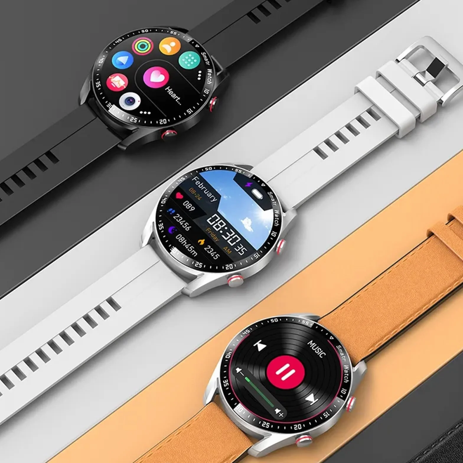 Inteligentny Zegarek Bluetooth Call Mężczyźni Wodoodporny Wyświetlacz Sportowy Fitness Męski Smartwatch (Color : Steel strip silver)