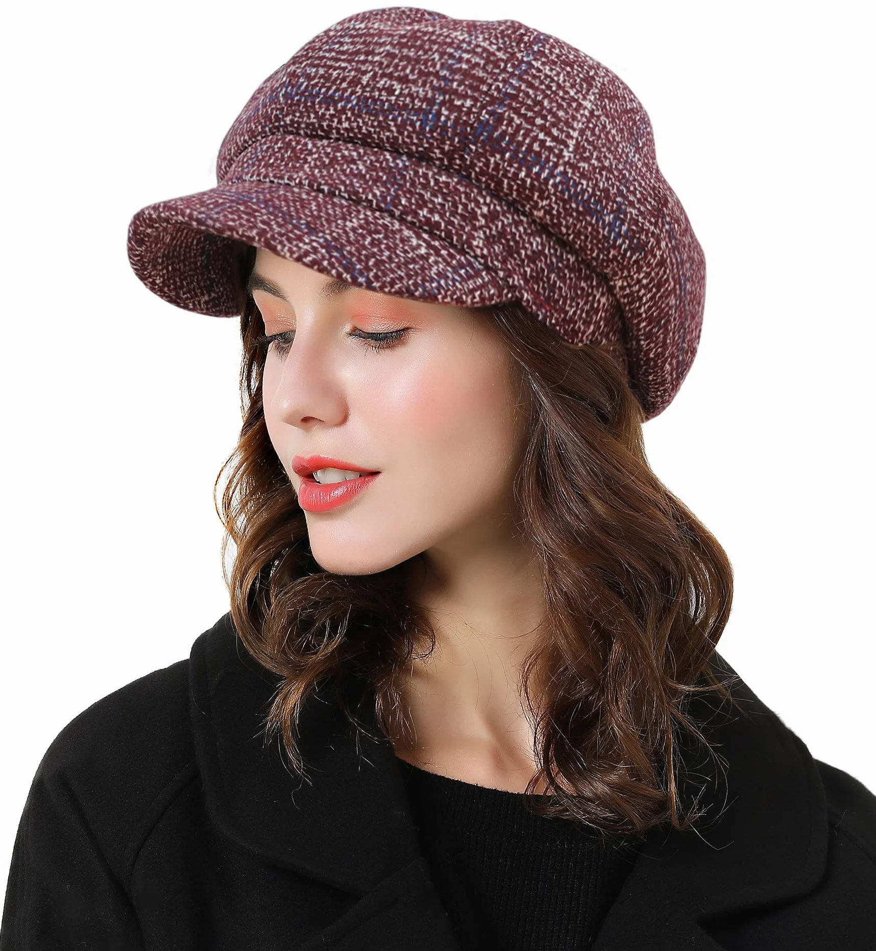 Superora Damska czapka z daszkiem beret zimowa czapka Newsboy z daszkiem Cap Bakerboy