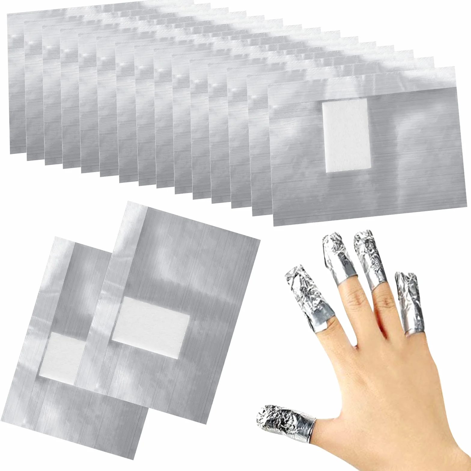Sularpek 100 sztuk nakładek do usuwania lakieru do paznokci, folia aluminiowa, folia aluminiowa z niestrzępiącymi się wacikami waty bawełnianej, pomoc do łatwego usuwania lakieru do paznokci