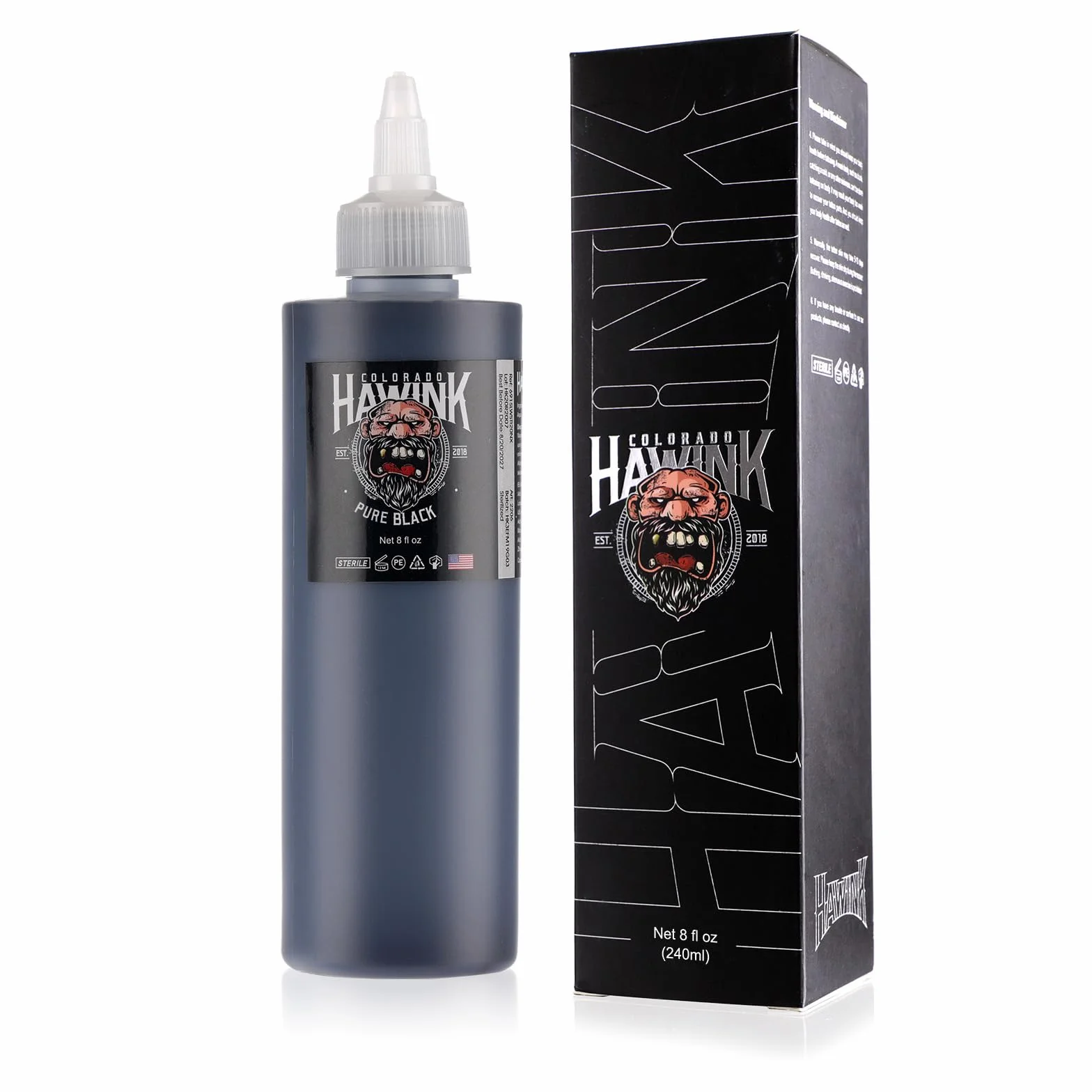 HAWINK Black Tattoo Ink Professional 226.8 g (240ml) tatuaż Ink Pure Black TI203-240-001