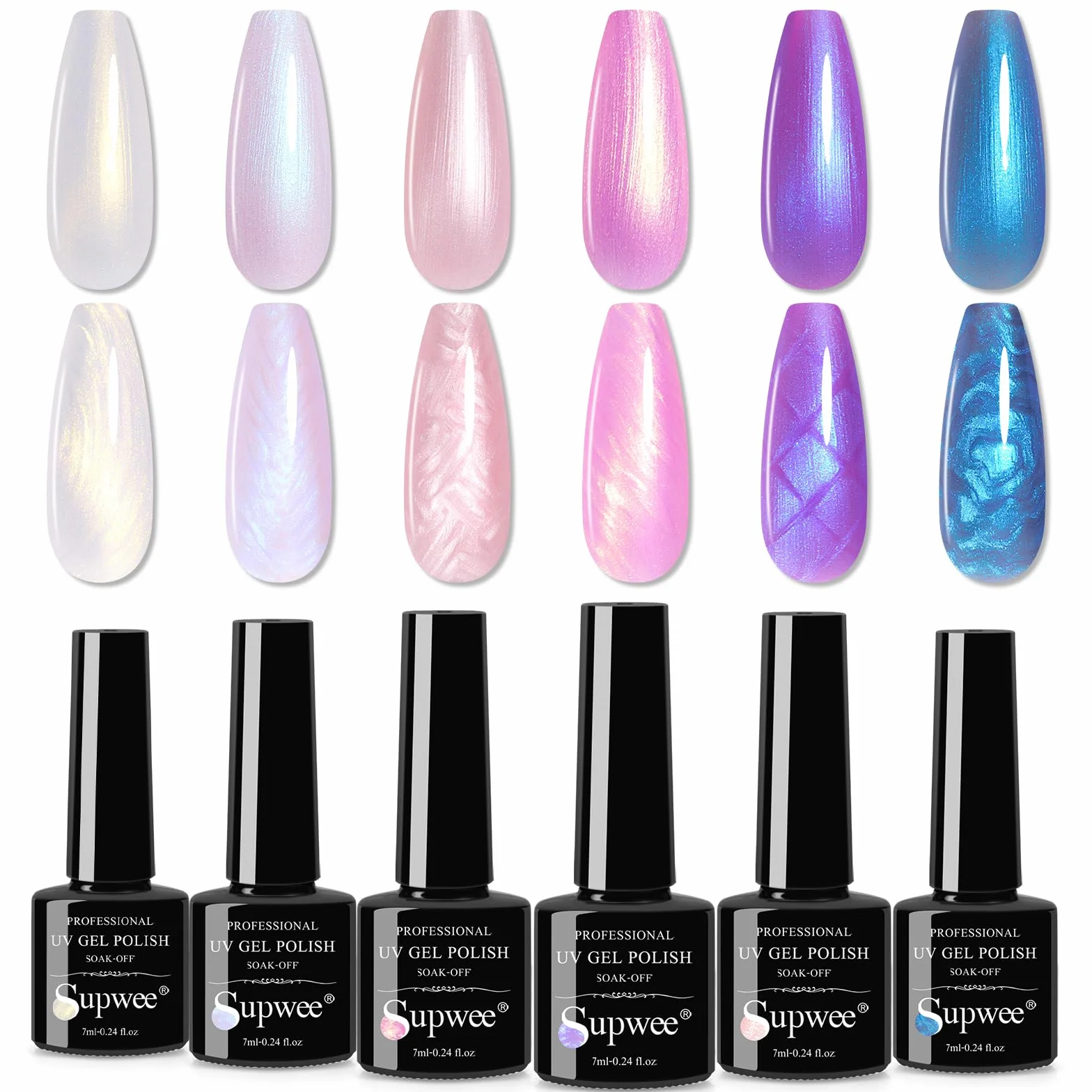 SUPWEE Zestaw żelowych lakierów do paznokci Pearl 6 kolorów UV Soak-Off