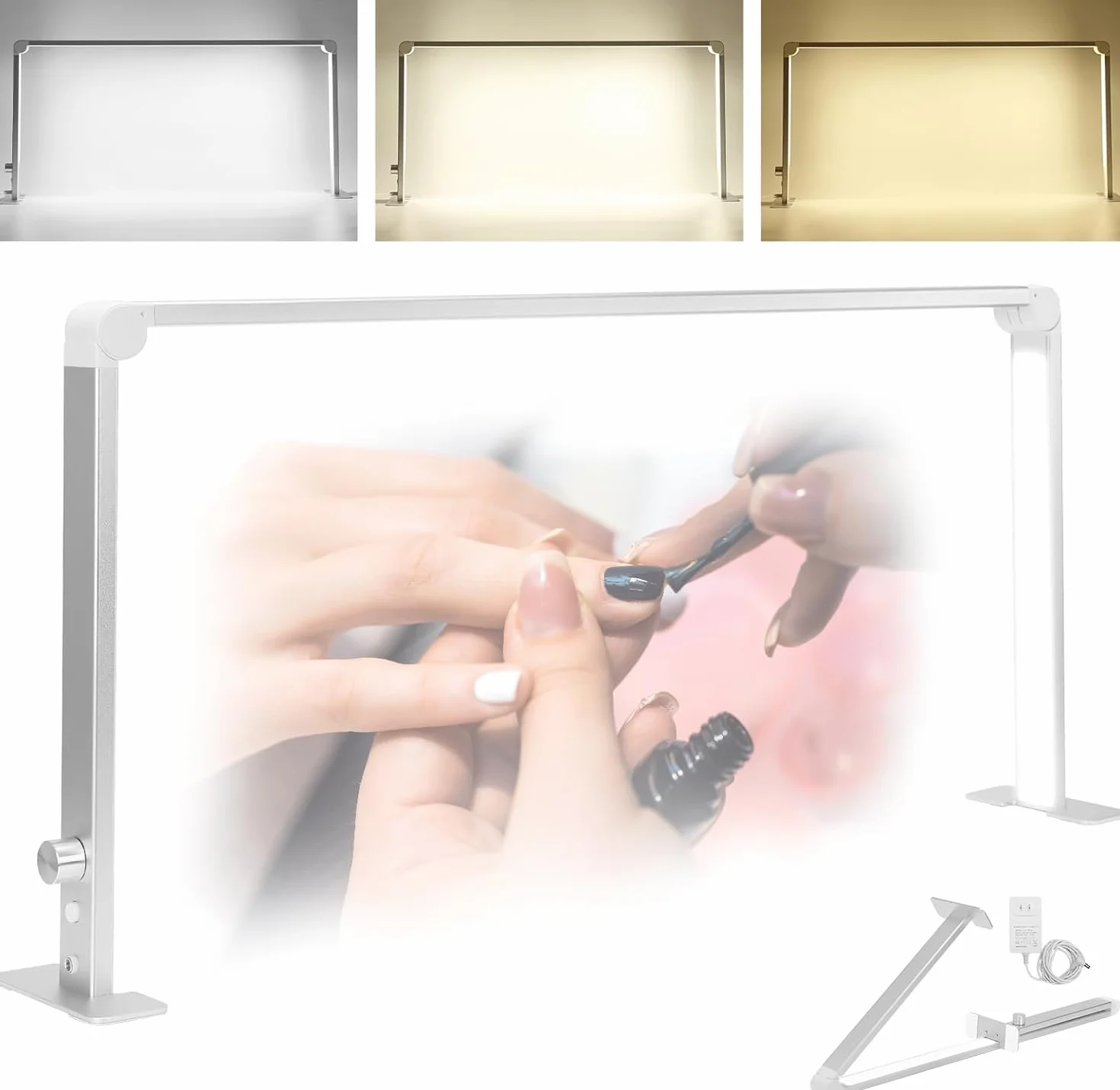 Lampa biurkowa do manicure 36 W, 3 tryby 4000K-6000K, ściemnialna, 86 cm