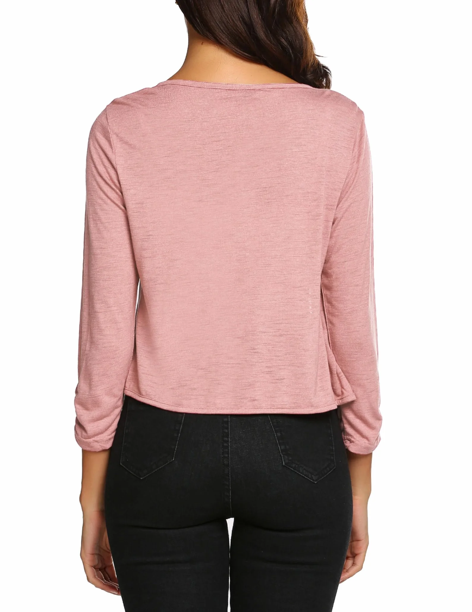 Parabler Damskie bolerko krótkie rękawy 3/4 kurtka dzianinowa kurtka na ramię Shrug Top Casual Top czerwony
