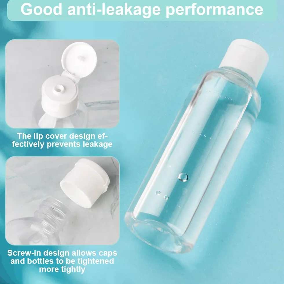 flintronic Zestaw pustych butelka podróżnych, 100 ml, do napełniania małym lejkiem, kosmetykami z lejkiem, na podróż samolotem, szampon, balsam