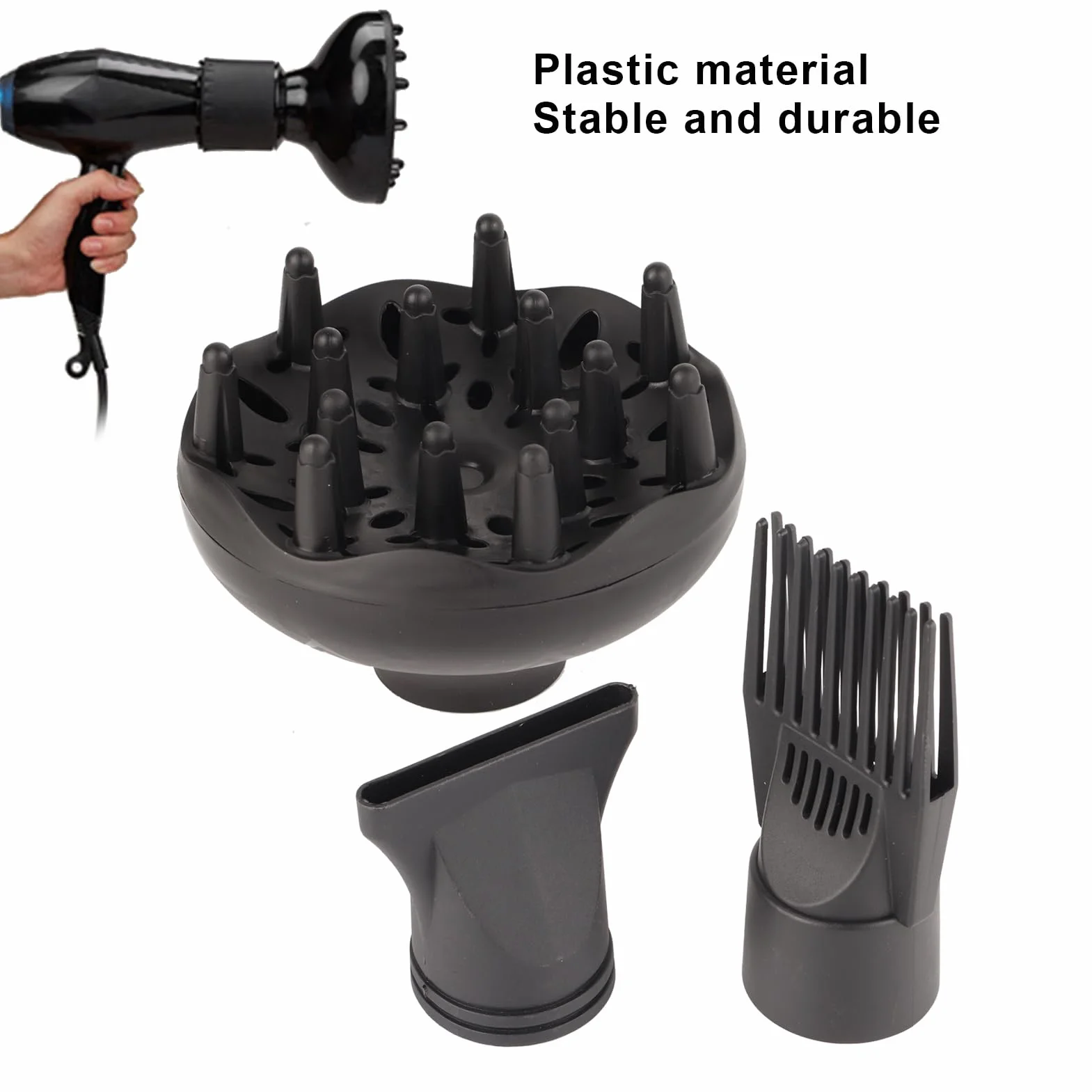 3 szt. profesjonalna plastikowa dysza do suszarki do włosów, dysza do suszarki do włosów, nasadka grzebień, koncentrator, zamiennik do średnicy zewnętrznej 5,0 cm