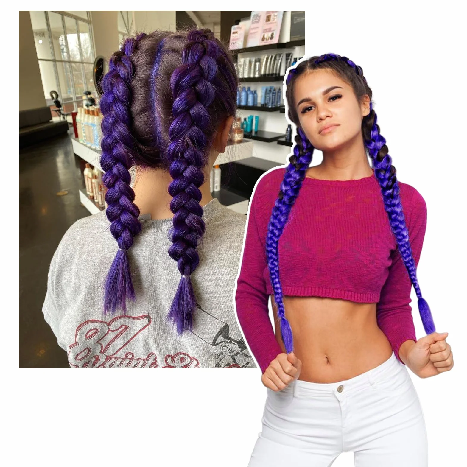 Fioletowy Braiding Hair 2 Peruka Rumi 30 cali Peruka Kpop Nadaje się do tworzenia różnorodnych kreatywnych stylizacji na Boże Narodzenie, Cosplay i występy sceniczne