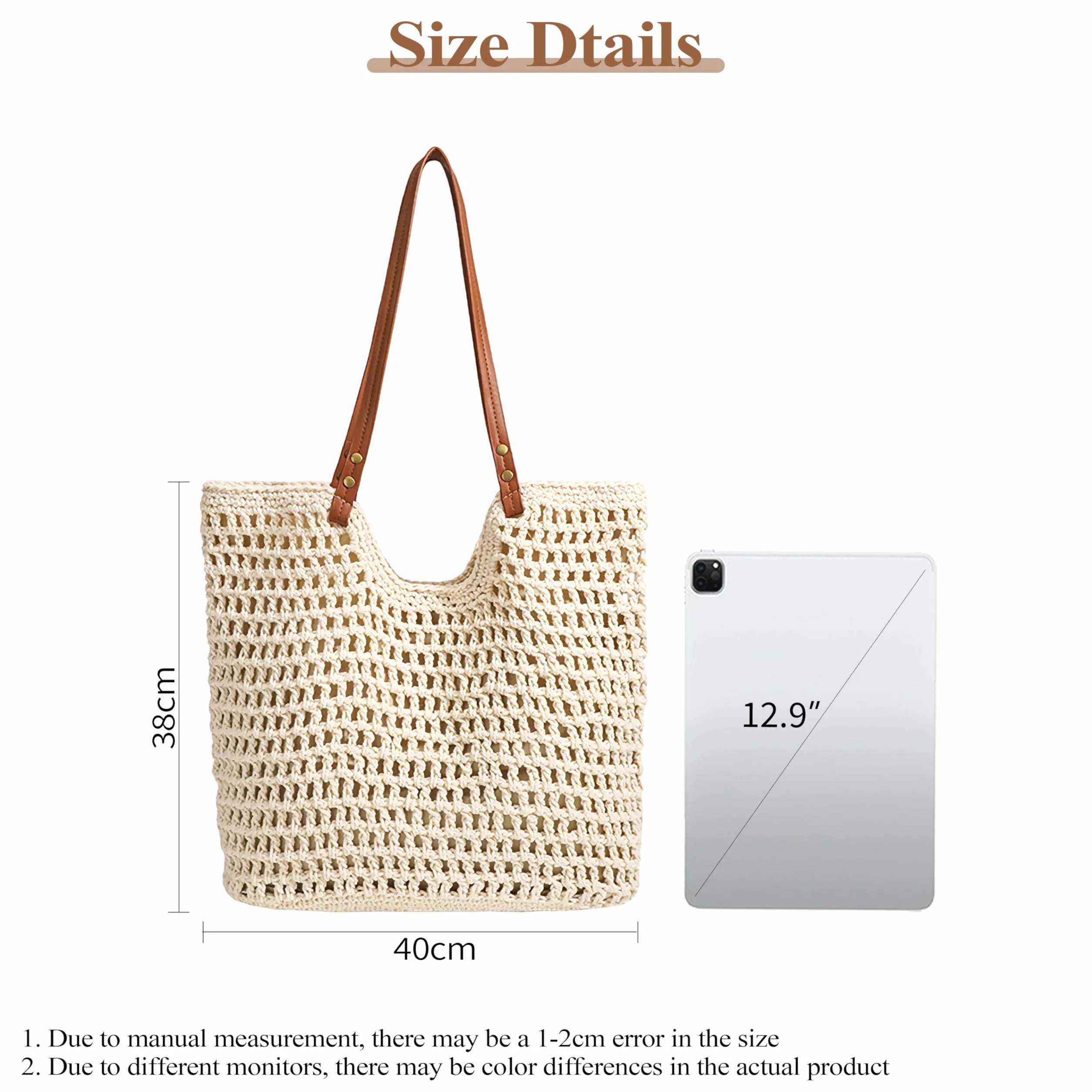 Damska dzianinowa torba na ramię - Boho Sea Bag na plażę, wakacje i zakupy, plecione torby tote hobo, torba plażowa
