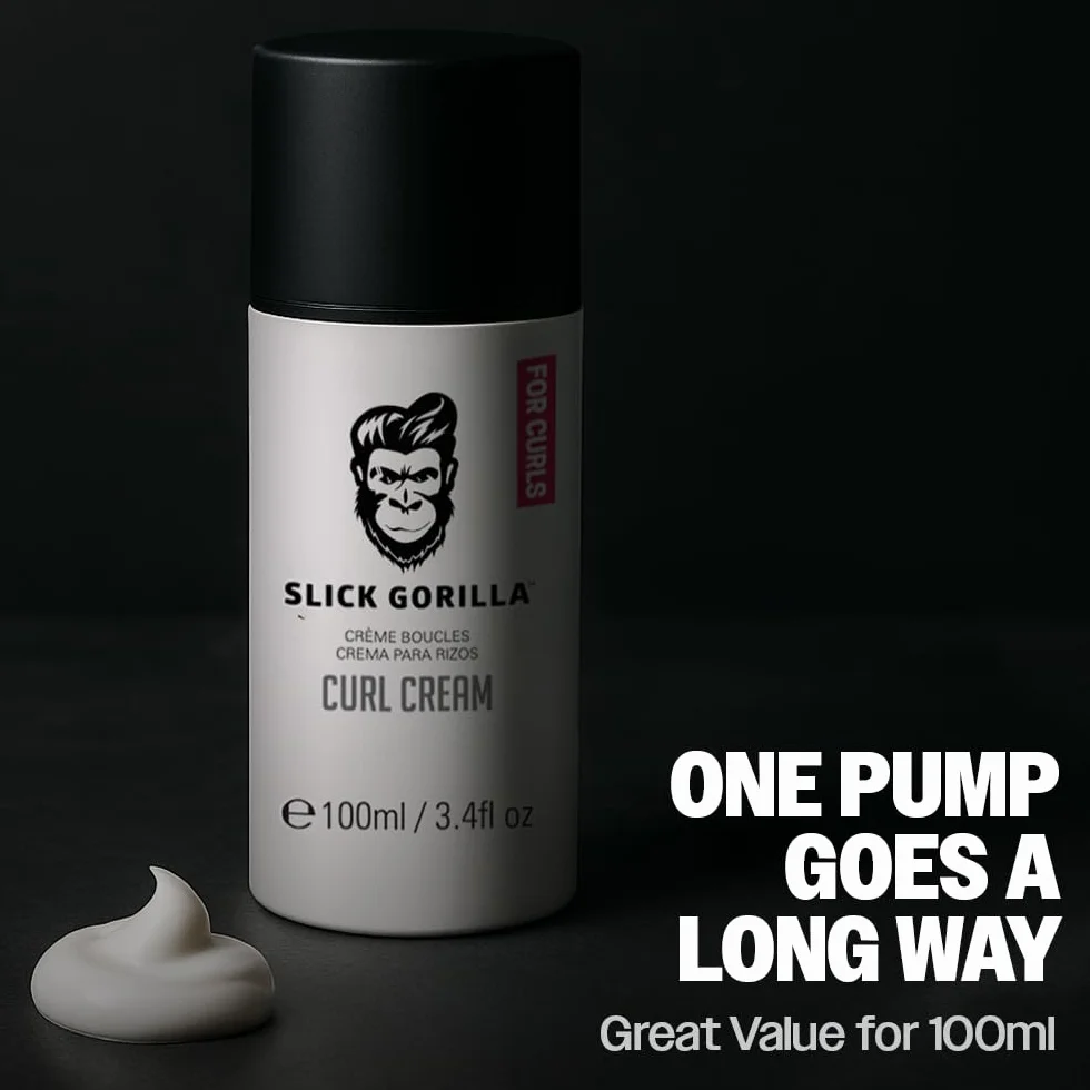 Slick Gorilla Krem do loków, lekki, do definicji, niestrzępiący się, nie wypada, definiujący falowane i kręcone włosy, produkty do stylizacji włosów, 100 ml